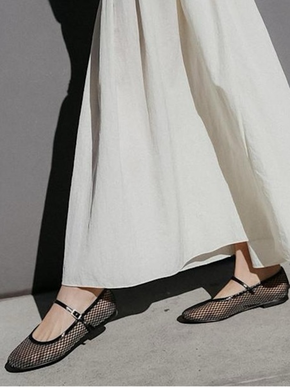 A New Day Black Mesh Mary Jane Flats
